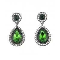 Angelina Emerald Pave Teardrop Edgy Earrings 